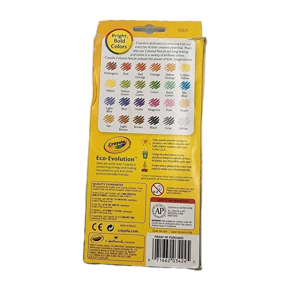 Vintage 2014 Crayola Erasable Colored Pencils 24 Pre Sharpened Non-Toxic 68-4412